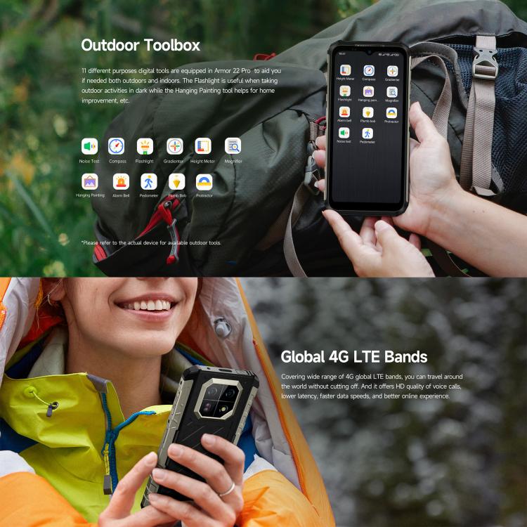 Ulefone Armor 22 Pro, eSIM, 8 GB + 256 GB, 6,58 Zoll Display, Android 15, 4G, NFC, OTG