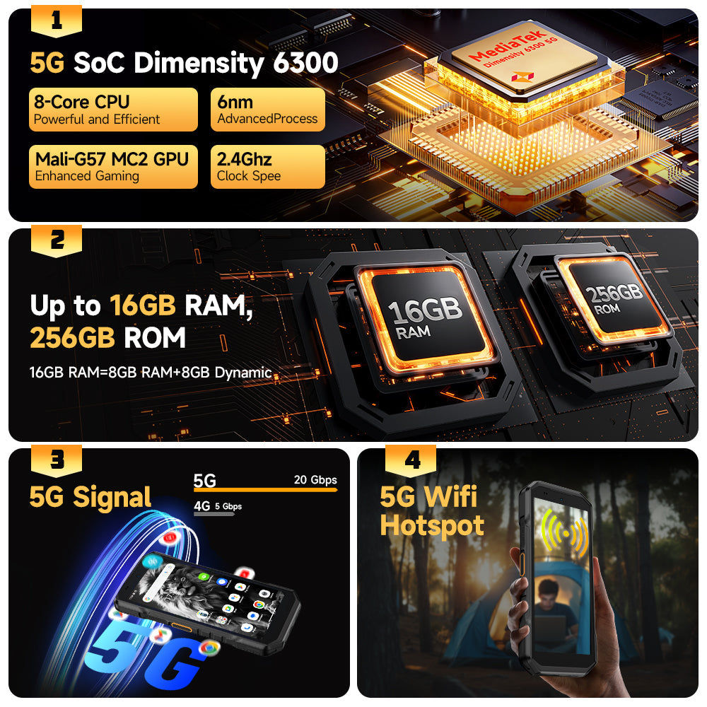 Ulefone Armor X32 Pro, 5500mAh Akku, Dimensity 6300, 8GB + 256GB, Android 15