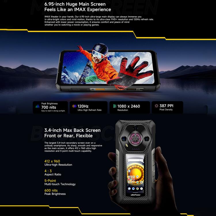 Ulefone Ulefone Armor 21, Grosser Lautsprecher, 8 GB + 256 GB, 6,58 Zoll Android 13, 4G, OTG, NFC