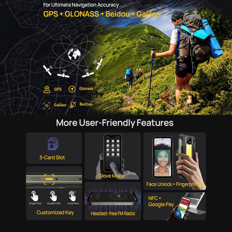 Ulefone Ulefone Armor 24, robustes Telefon, seitlicher Fingerabdruck, 22000 mAh, 6,78 Zoll Android 13 MediaTek Helio G96 Octa Core, Netzwerk: 4G, NFC, Armor 24