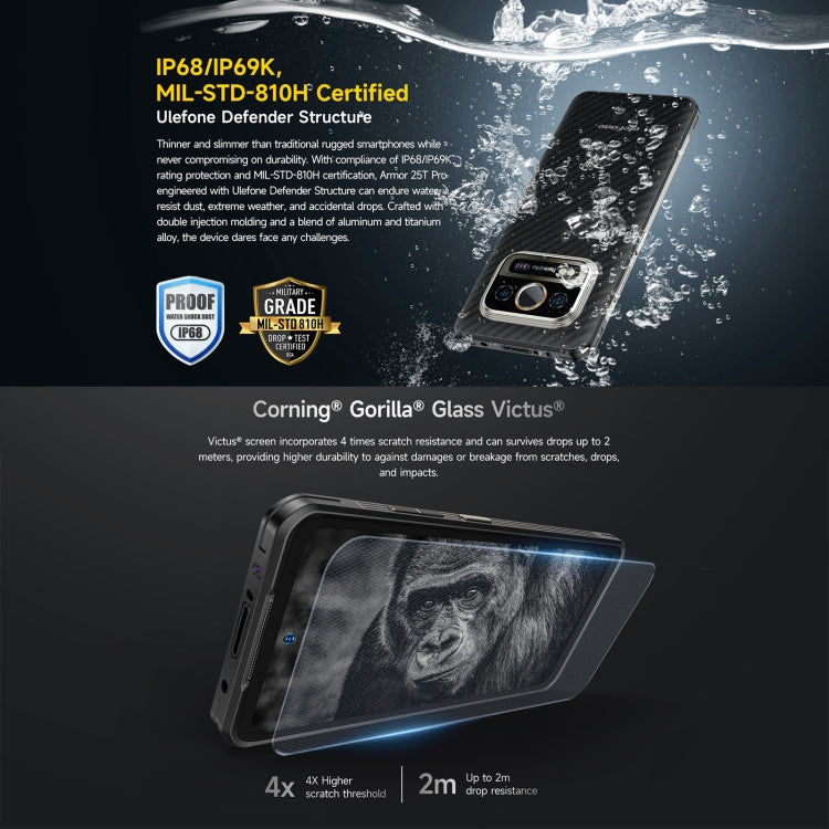 Ulefone Ulefone Armor 25T Pro, Wärmebildgebung, 6,78 Zoll, Android 15, 5G, NFC, 8GB+256GB