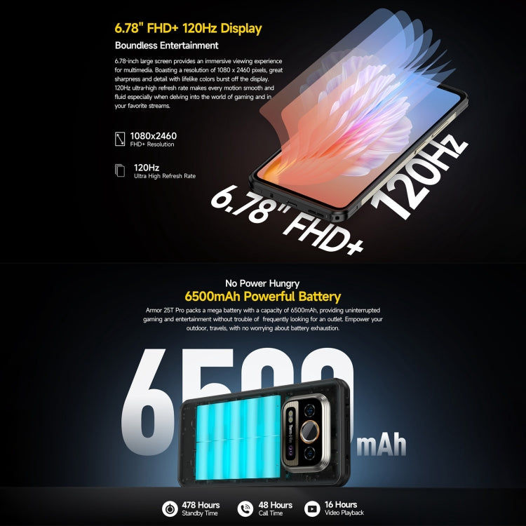 Ulefone Ulefone Armor 25T Pro, Wärmebildgebung, 6,78 Zoll, Android 15, 5G, NFC, 8GB+256GB