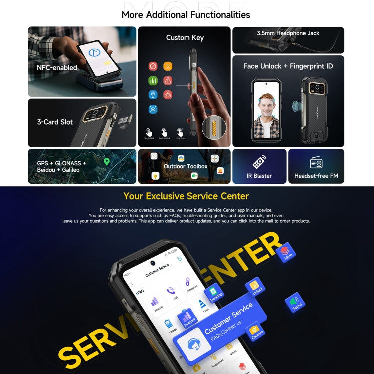 Ulefone Ulefone Armor 27, 12 GB + 256 GB, Nachtsicht, 10600 mAh, 6,78 Zoll Android 14, 4G, NFC, OTG