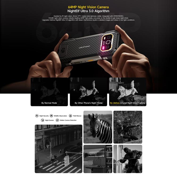 Ulefone Ulefone Armor 27T+, 12 GB + 256 GB, Wärmebildkamera, Nachtsicht, 10600mAh Akku, 6,78 Zoll Display, Android 14, 4G, NFC, OTG