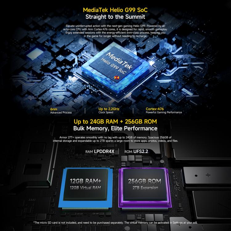 Ulefone Ulefone Armor 27T+, 12 GB + 256 GB, Wärmebildkamera, Nachtsicht, 10600mAh Akku, 6,78 Zoll Display, Android 14, 4G, NFC, OTG