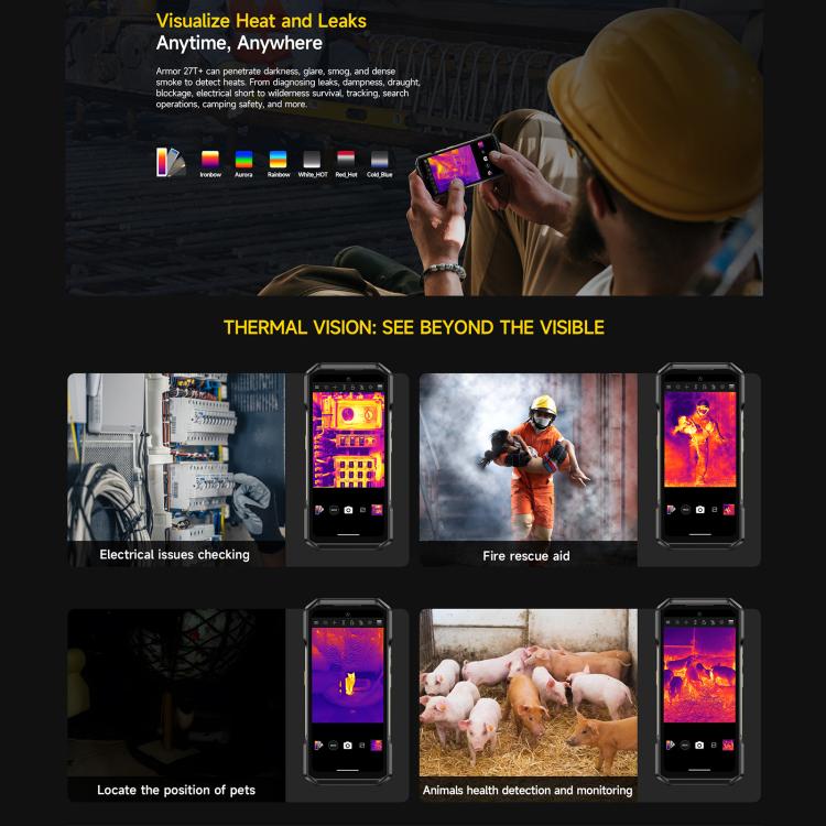 Ulefone Ulefone Armor 27T+, 12 GB + 256 GB, Wärmebildkamera, Nachtsicht, 10600mAh Akku, 6,78 Zoll Display, Android 14, 4G, NFC, OTG