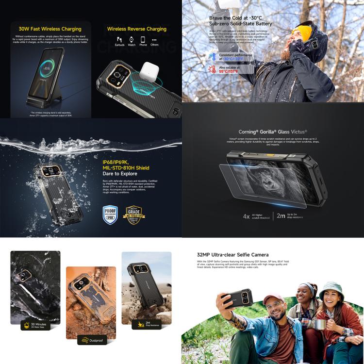 Ulefone Ulefone Armor 27T+, 12 GB + 256 GB, Wärmebildkamera, Nachtsicht, 10600mAh Akku, 6,78 Zoll Display, Android 14, 4G, NFC, OTG