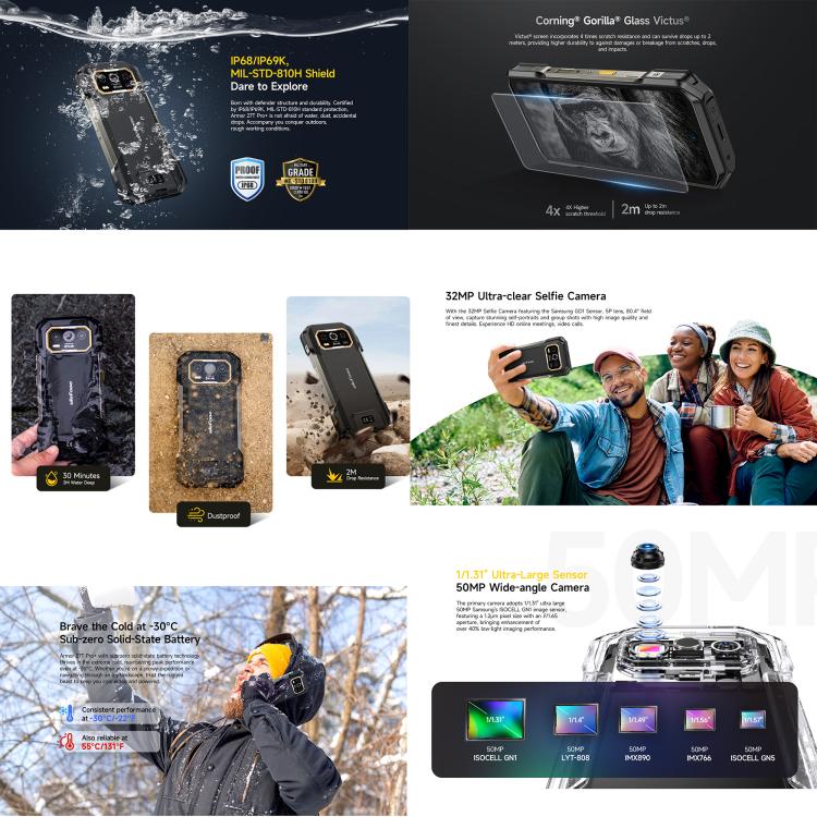 Ulefone Ulefone Armor 27T Pro+, FLIR 3.5 Wärmebildkamera, 12 GB RAM + 256 GB, Nachtsichtfunktion, 10600mAh Akku, 6,78 Zoll Display, Android 15, 5G, NFC