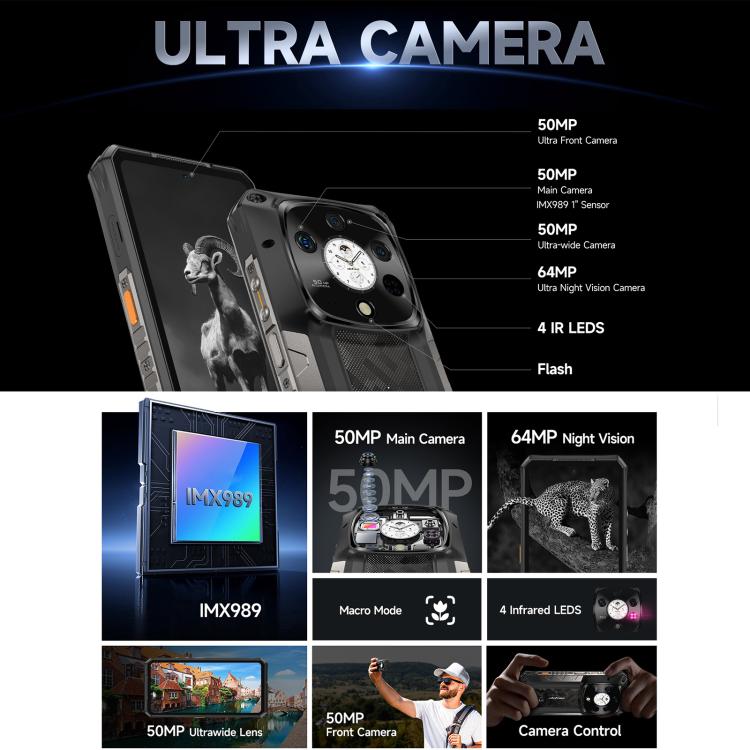 Ulefone Ulefone Armor 28 Pro – Robustes Smartphone, 16 GB + 512 GB, Nachtsichtfunktion, 10600 mAh Akku, 6,67 Zoll + 1,04 Zoll Display, Android 15, MediaTek Dimensity 7300 Octa-Core-Prozessor, 5G, NFC