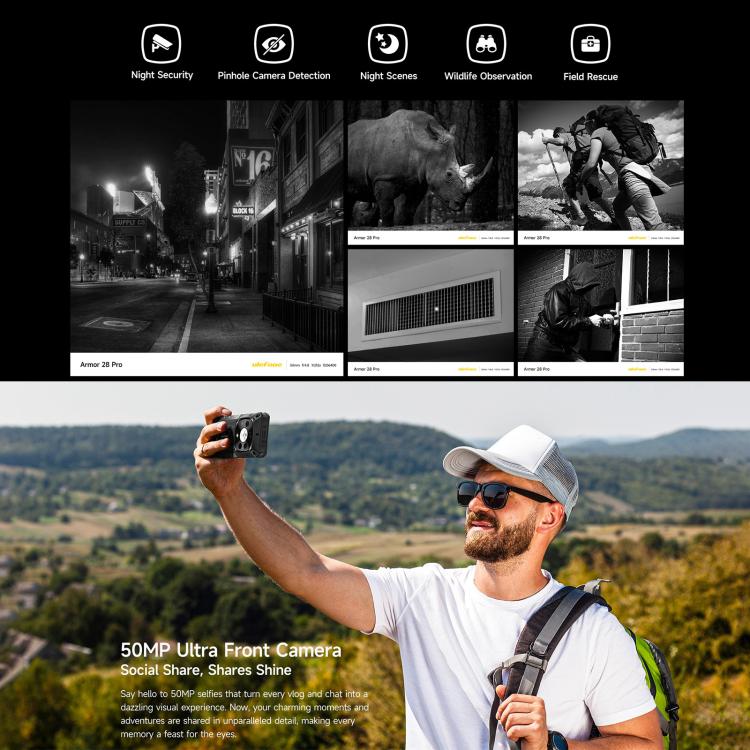 Ulefone Ulefone Armor 28 Pro – Robustes Smartphone, 16 GB + 512 GB, Nachtsichtfunktion, 10600 mAh Akku, 6,67 Zoll + 1,04 Zoll Display, Android 15, MediaTek Dimensity 7300 Octa-Core-Prozessor, 5G, NFC
