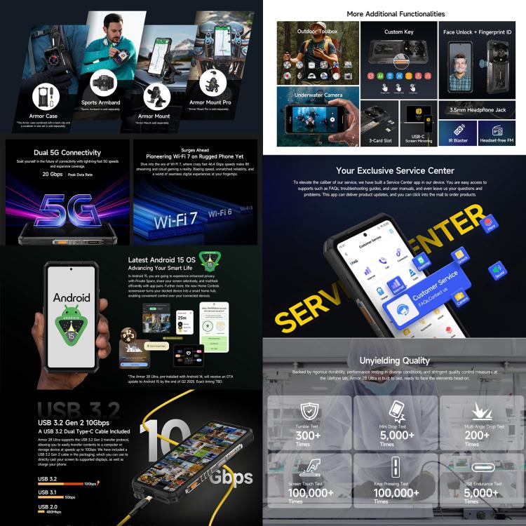 Ulefone Ulefone Armor 28 Ultra, 16 GB + 1 TB, Nachtsicht, 10600 mAh, 6,67 Zoll Android 14, 5G, NFC