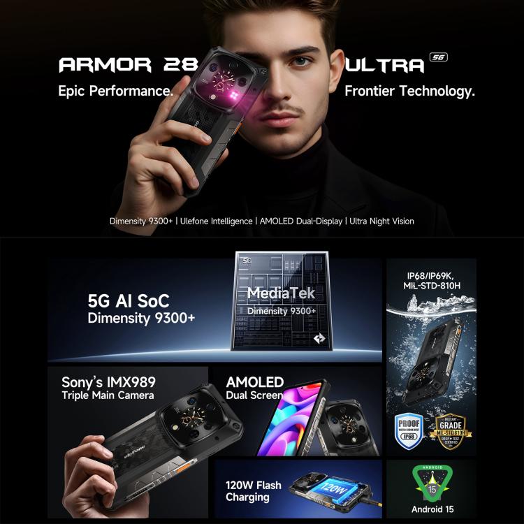 Ulefone Ulefone Armor 28 Ultra, 16 GB + 1 TB, Nachtsicht, 10600 mAh, 6,67 Zoll Android 14, 5G, NFC