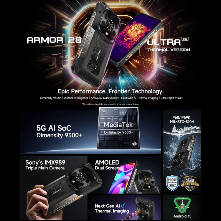 Ulefone Ulefone Armor 28 Ultra Thermal, 16 GB + 1 TB, Nachtsicht, 10600 mAh, 6,67 Zoll Android 14, 5G, NFC