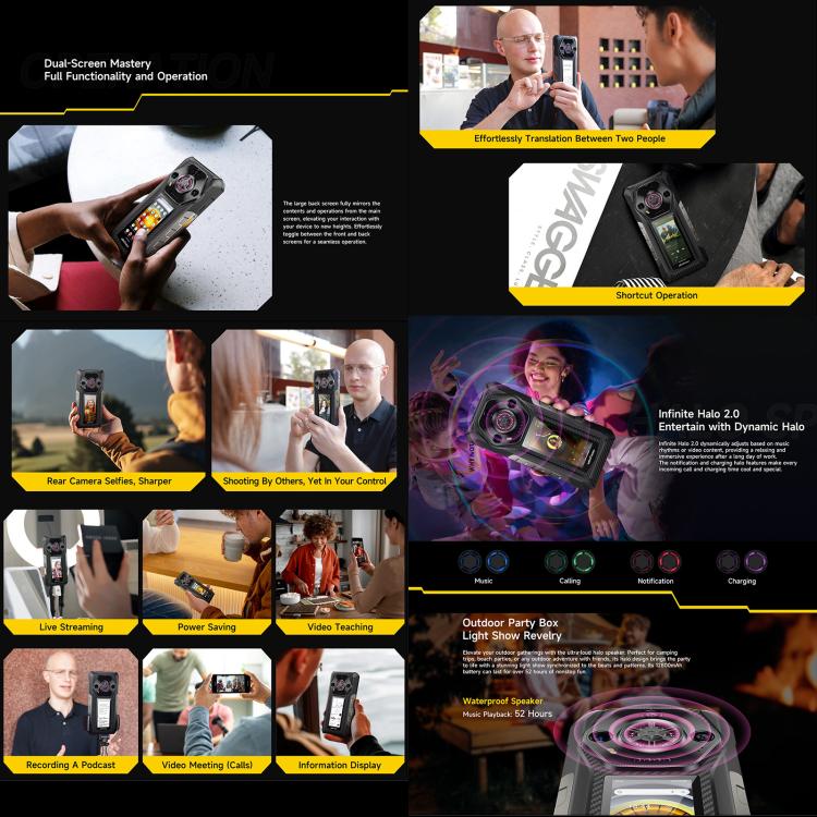 Ulefone Ulefone Armor 30 Pro Robustes Telefon, 16 GB + 512 GB, Nachtsicht, 6,95 Zoll + 3,4 Zoll Dual-Screen Android 14 MediaTek Dimensity 7300X Octa Core, Netzwerk: 5G, OTG, NFC, Armor 30 Pro