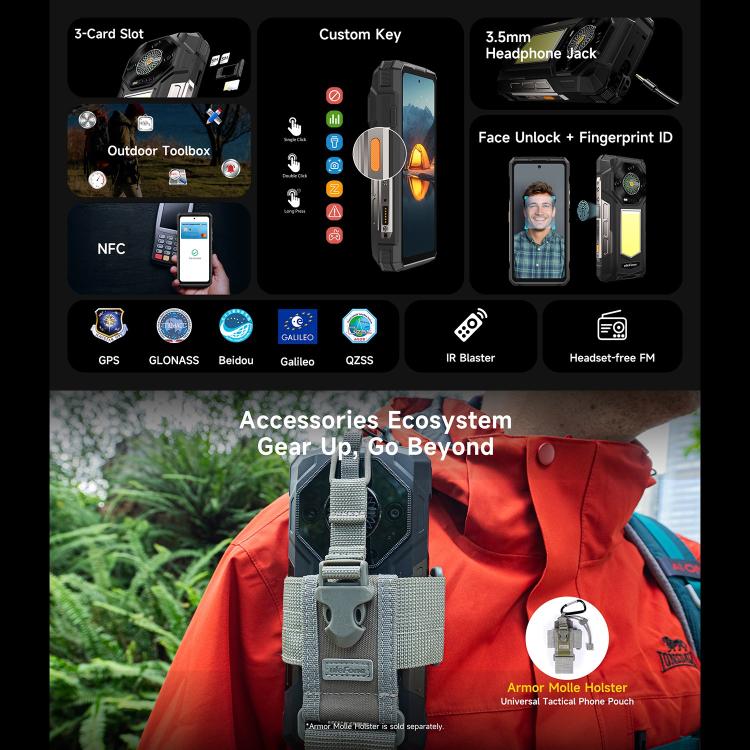 Ulefone Ulefone Armor 33, 12 GB + 512 GB, 6,95 Zoll, Android 15, 4G, OTG, NFC, LED-Beleuchtung