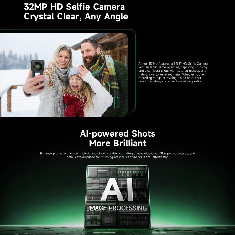 Ulefone Ulefone Armor 33 Pro, 16 GB + 512 GB, Nachtsicht, 6,95 Zoll + 3,4 Zoll Dual-Screen, Android 14, 5G, OTG, NFC