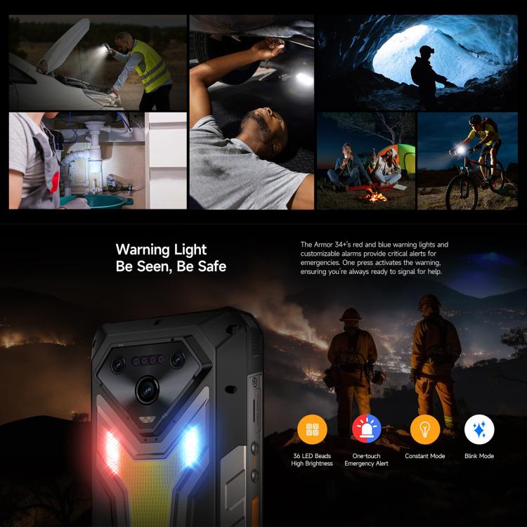 Ulefone Ulefone Armor 34+, 16 GB + 512 GB, Nachtsicht, (IP68/IP69K), 6,95 Zoll, Android 15, 5G, NFC, OTG