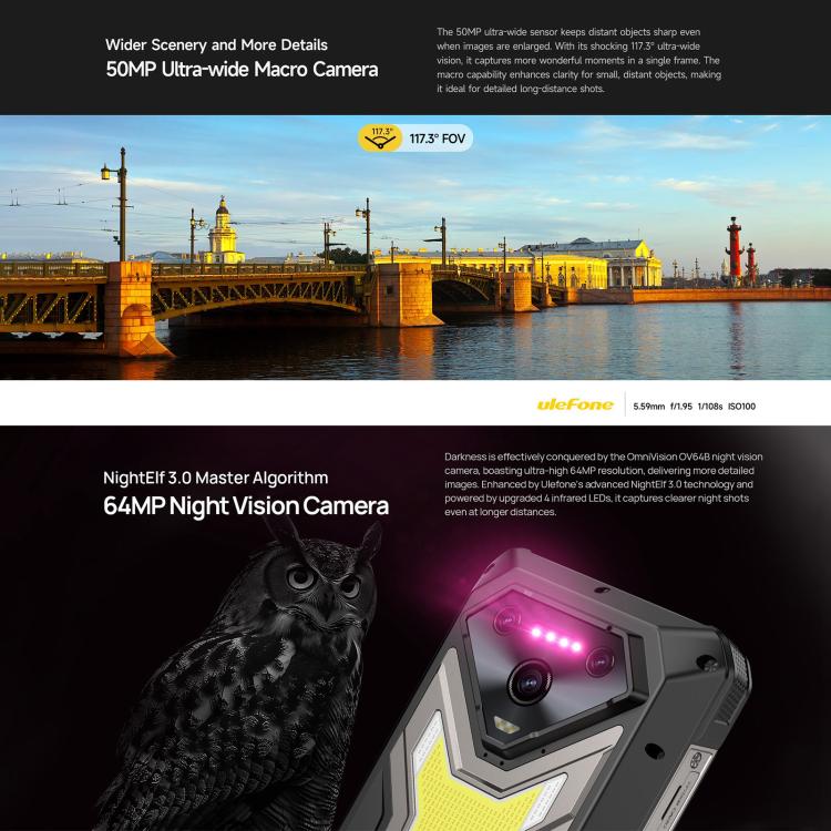 Ulefone Ulefone Armor 34 Pro+ Projektor, 16 GB + 512 GB, Nachtsicht, robustes Smartphone (IP68/IP69K)
