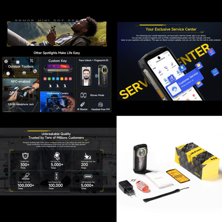 Ulefone Ulefone Armor Mini 20T Pro, Wärmebildgebung, 8 GB + 256 GB, IP68/IP69K, 4,7 Zoll Android 14 MediaTek Dimensity 6300 5G Octa Core, Netzwerk: 5G, NFC, OTG