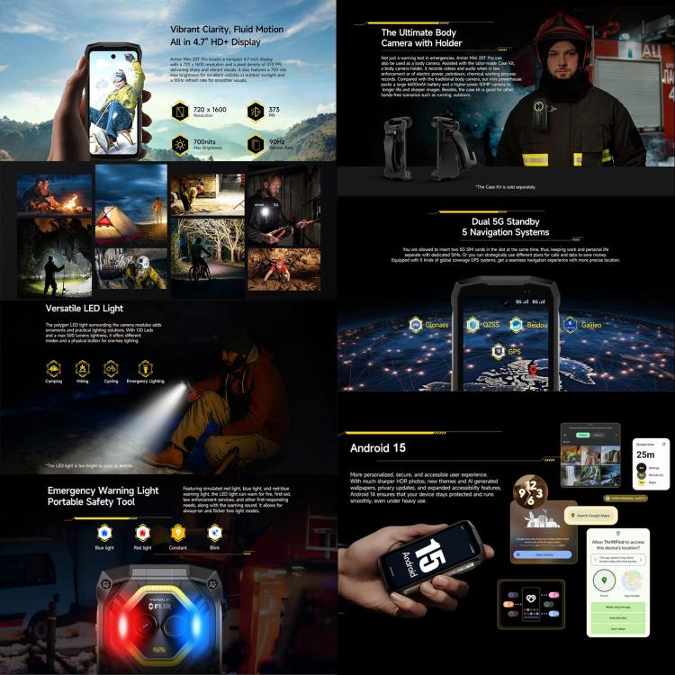 Ulefone Ulefone Armor Mini 20T Pro, Wärmebildgebung, 8 GB + 256 GB, IP68/IP69K, 4,7 Zoll Android 14 MediaTek Dimensity 6300 5G Octa Core, Netzwerk: 5G, NFC, OTG