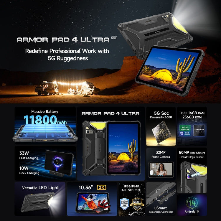 Ulefone Ulefone Armor Pad 4 Ultra, 10,36 Zoll Android 14 MediaTek Dimensity 6300 Octa Core 5G