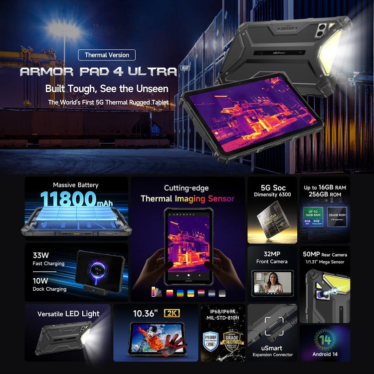 Ulefone Ulefone Armor Pad 4 Ultra Thermal, 10,36 Zoll Android 14 MediaTek Dimensity 6300 Octa Core 5G