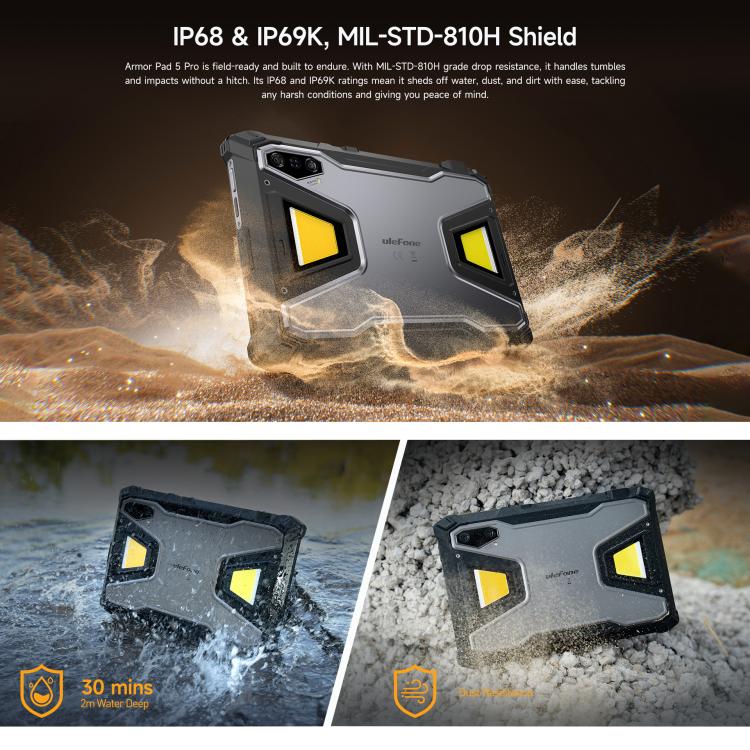 Ulefone Ulefone Armor Pad 5 Pro, 12 GB + 512 GB, 11 Zoll, Android 15, MediaTek Dimensity 7400X Octa-Core-Prozessor, 5G