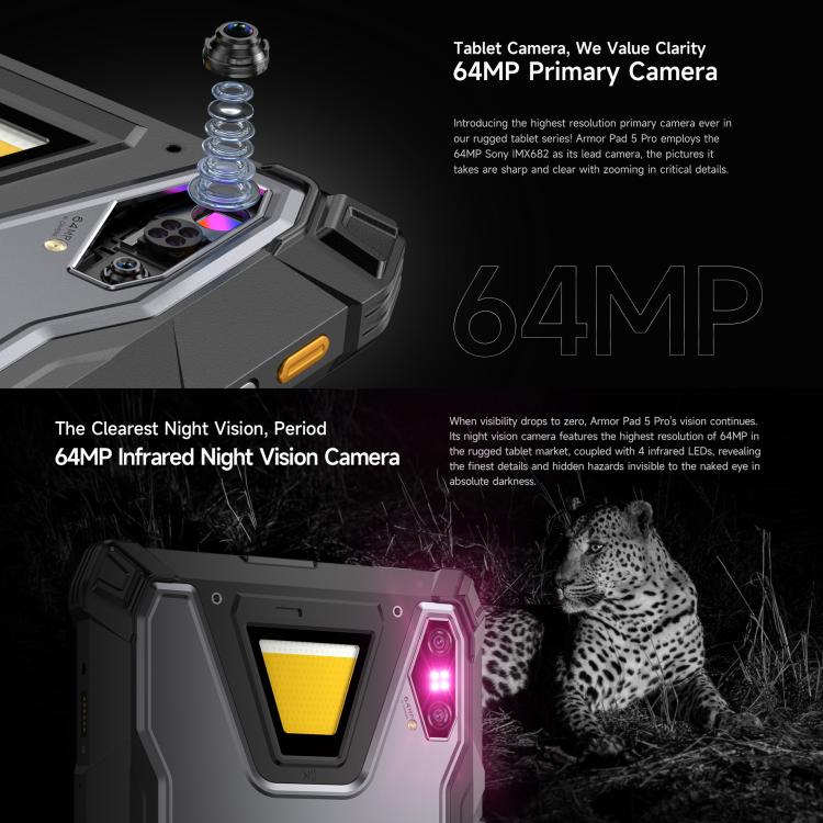 Ulefone Ulefone Armor Pad 5 Pro, 12 GB + 512 GB, 11 Zoll, Android 15, MediaTek Dimensity 7400X Octa-Core-Prozessor, 5G