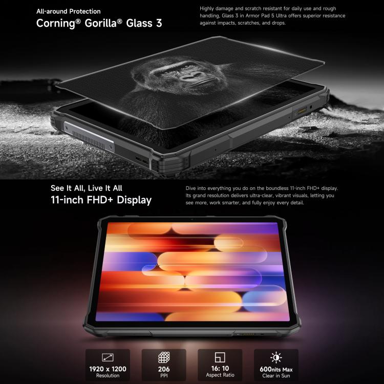 Ulefone Ulefone Armor Pad 5 Ultra, 12 GB + 512 GB, 11 Zoll, Android 15, integrierter Projektor, 5G