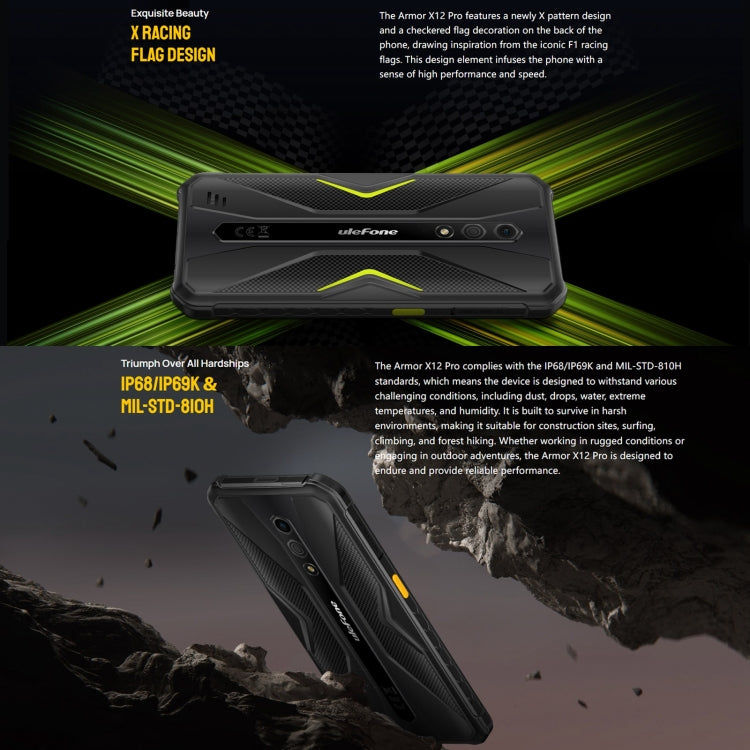 Ulefone Ulefone Armor X12 Pro, Telefon, 5,45 Zoll Android 13 MediaTek Helio G36 Octa Core, 4G, NFC, 4GB+64GB