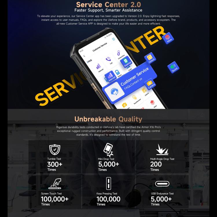 Ulefone Ulefone Armor X16 Pro, 8 GB + 256 GB, Nachtsicht, (IP68/IP69K), 6,56 Zoll, Android 15, MediaTek Dimensity 6300 Octa-Core-Prozessor, Netzwerk: 5G, NFC, OTG