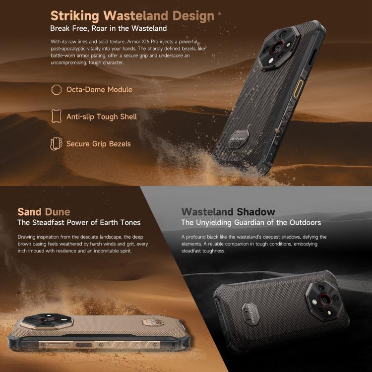 Ulefone Ulefone Armor X16 Pro, 8 GB + 256 GB, Nachtsicht, (IP68/IP69K), 6,56 Zoll, Android 15, MediaTek Dimensity 6300 Octa-Core-Prozessor, Netzwerk: 5G, NFC, OTG