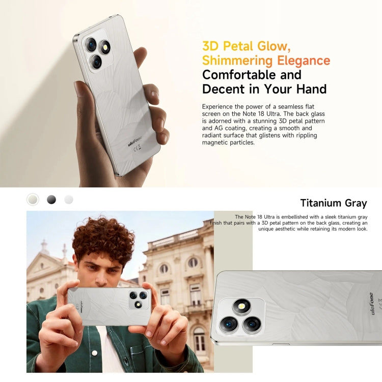 Ulefone Ulefone Note 18 Ultra, 6 GB + 256 GB, 6,78 Zoll Android 13, NFC, 5G (Titangrau)