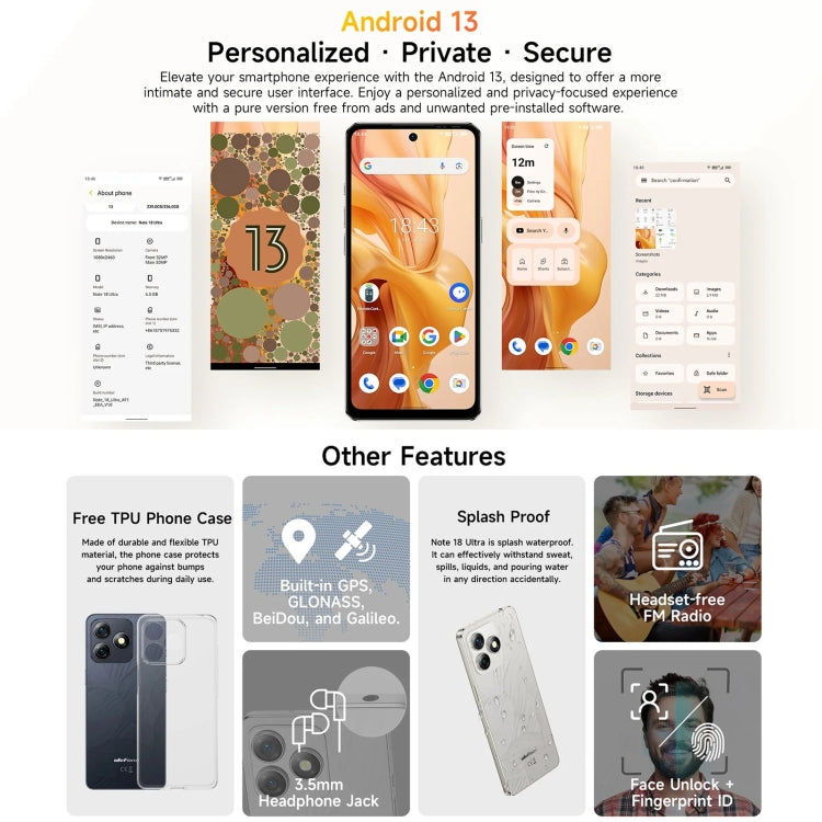 Ulefone Ulefone Note 18 Ultra, 6 GB + 256 GB, 6,78 Zoll Android 13, NFC, 5G (Titangrau)
