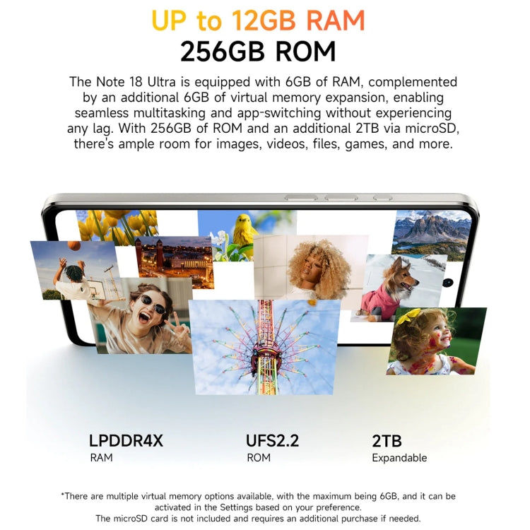 Ulefone Ulefone Note 18 Ultra, 6 GB + 256 GB, 6,78 Zoll Android 13, NFC, 5G (Titangrau)