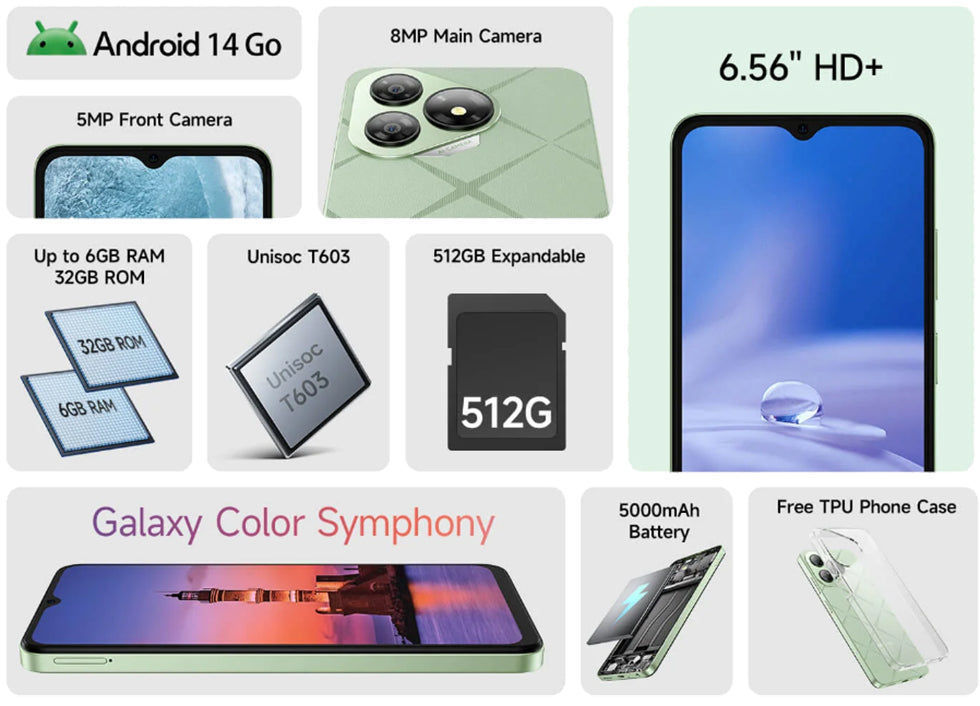 Ulefone Ulefone Note 19 6.56-inch HD+ Unisoc T603, Octa-core 5000mAh 3GB+32GB Schwarz