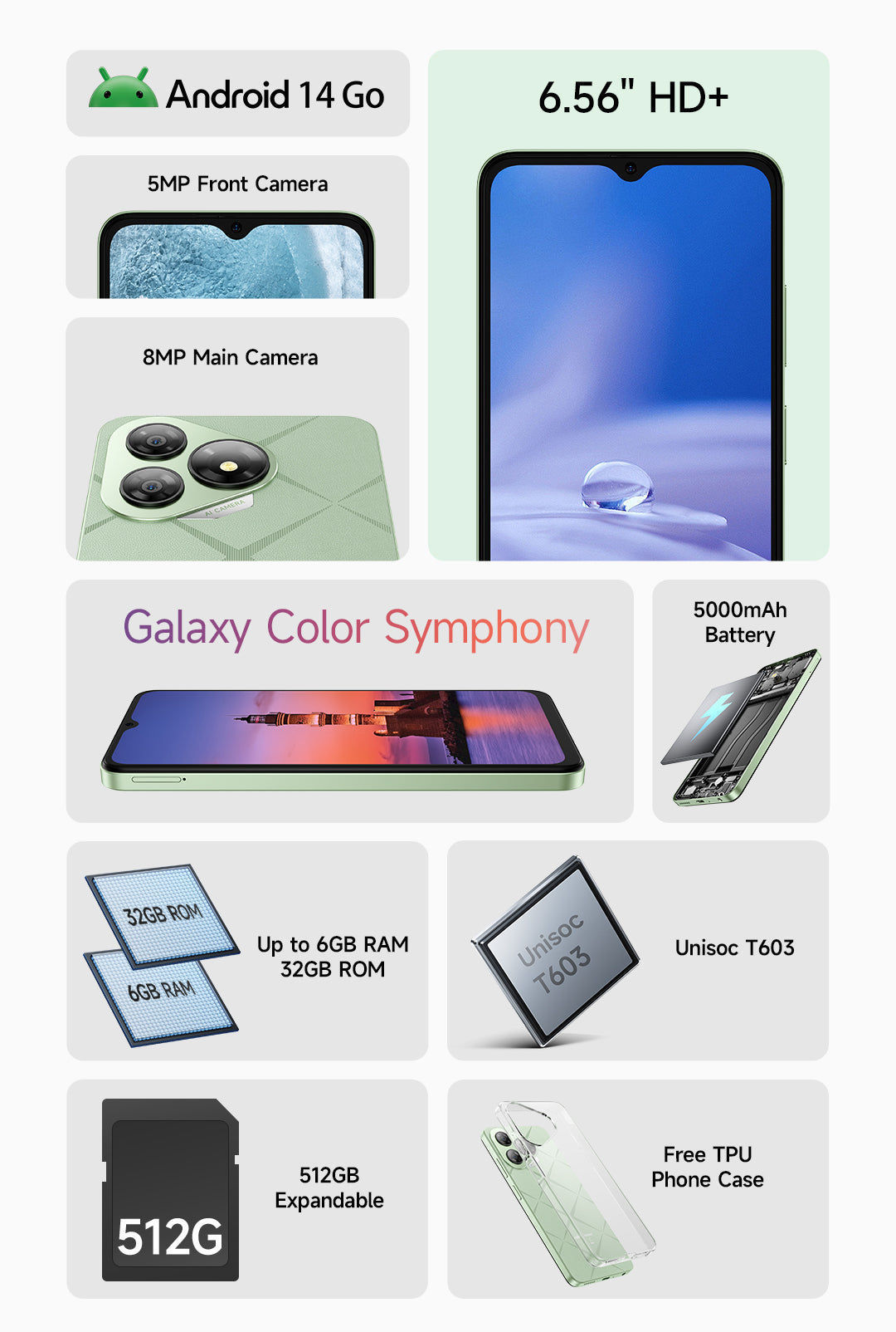 Ulefone Ulefone Note 19 6.56-inch HD+ Unisoc T603, Octa-core 5000mAh 3GB+32GB Schwarz