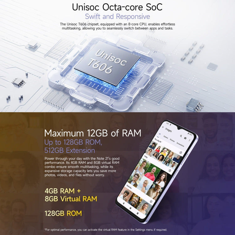 Ulefone Ulefone Note 21, 4 GB + 128 GB, Face ID und Fingerabdruck, Akku 5000mAh
