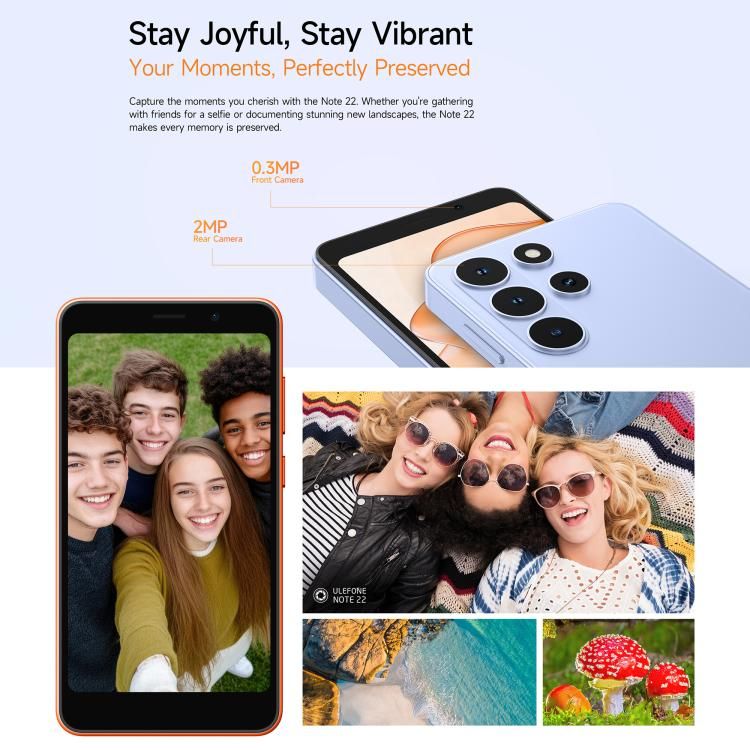 Ulefone Ulefone Note 22, 3 GB + 32 GB, 5 Zoll, Android 16 Go, Unisoc T7100 Octa-Core