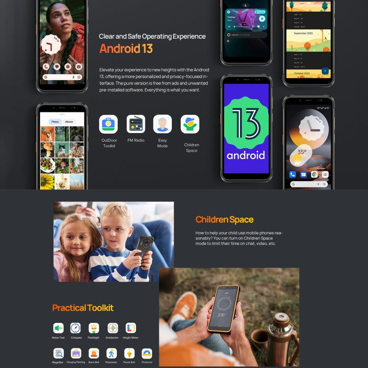 Ulefone Ulefone Power Armor 16S, 8 GB + 128 GB, 9600mAh Akku, 5,93 Zoll Android 13, 4G, NFC, OTG (Orange)