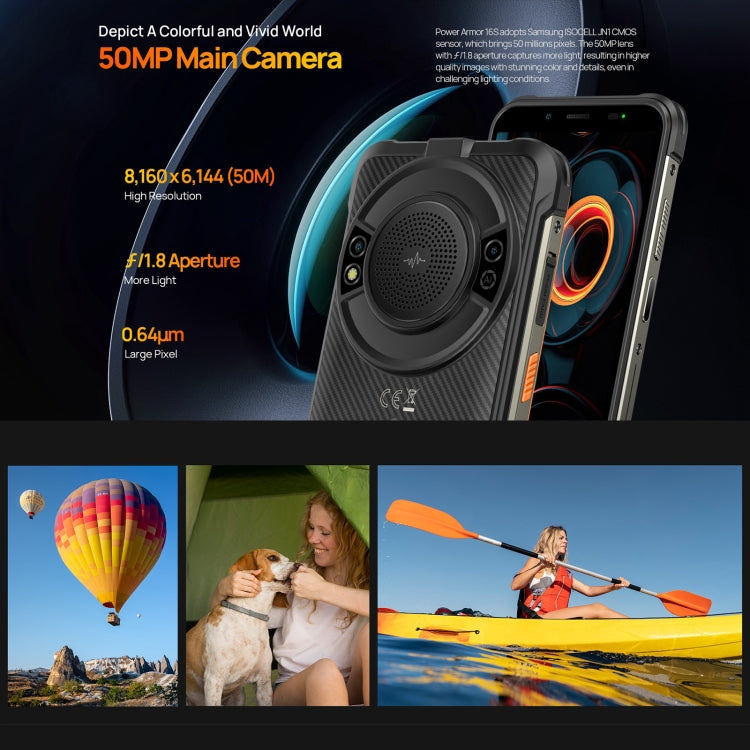 Ulefone Ulefone Power Armor 16S, 8 GB + 128 GB, 9600mAh Akku, 5,93 Zoll Android 13, 4G, NFC, OTG (Orange)