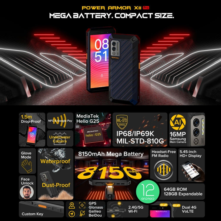Ulefone Ulefone Power Armor X11 Pro, 5,45" Zoll, 4 GB + 64 GB,4G, NFC, OTG, Android 12
