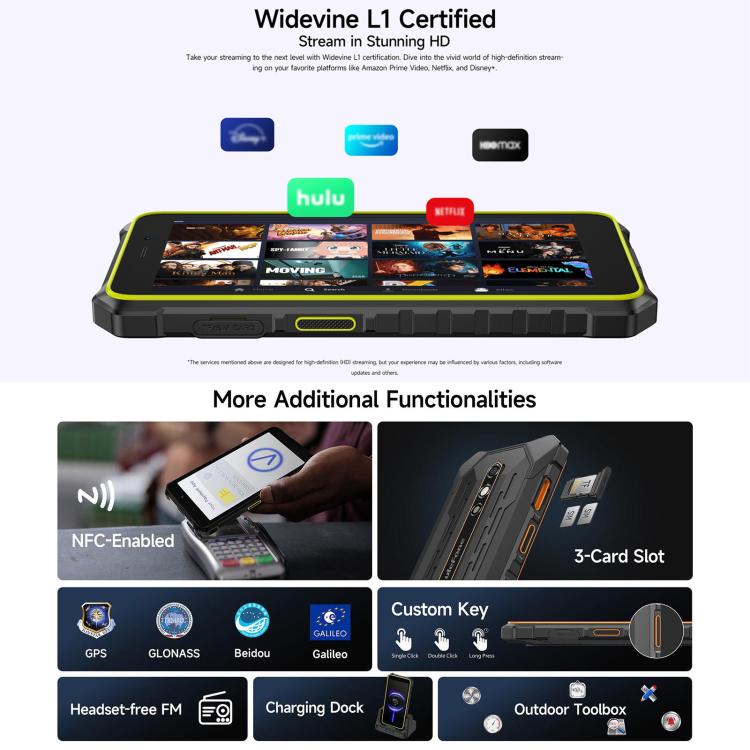 Ulefone Ulefone RugKing 2 Pro, 4 GB + 64 GB, IP68/IP69K), 5,45 Zoll, Android 16, Unisoc T7250 Octa-Core-Prozessor, Netzwerk: 4G, NFC, OTG