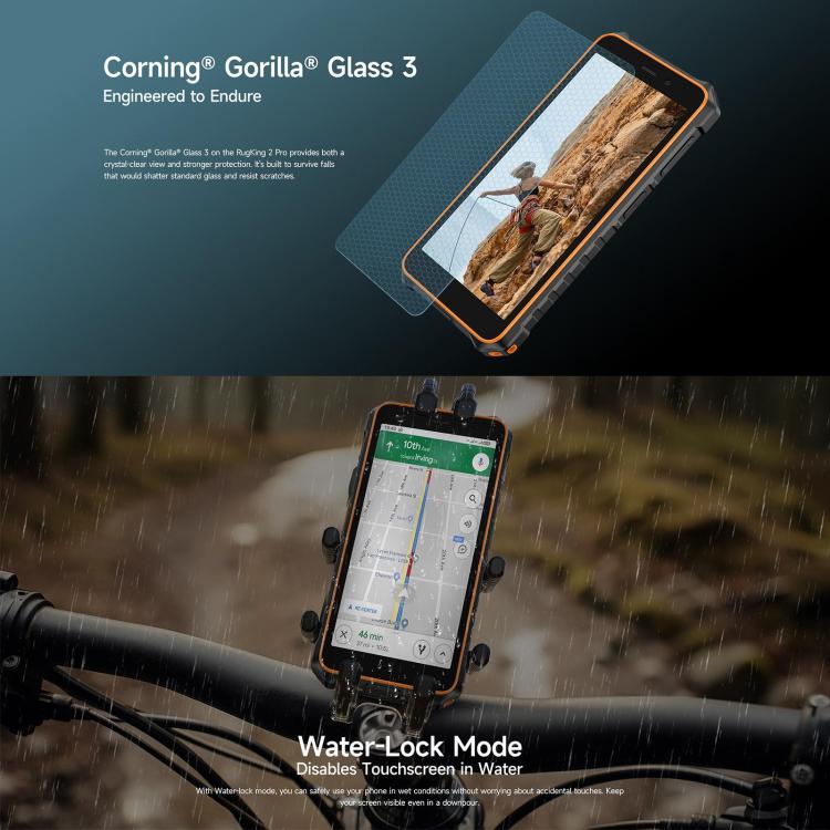 Ulefone Ulefone RugKing 2 Pro, 4 GB + 64 GB, IP68/IP69K), 5,45 Zoll, Android 16, Unisoc T7250 Octa-Core-Prozessor, Netzwerk: 4G, NFC, OTG
