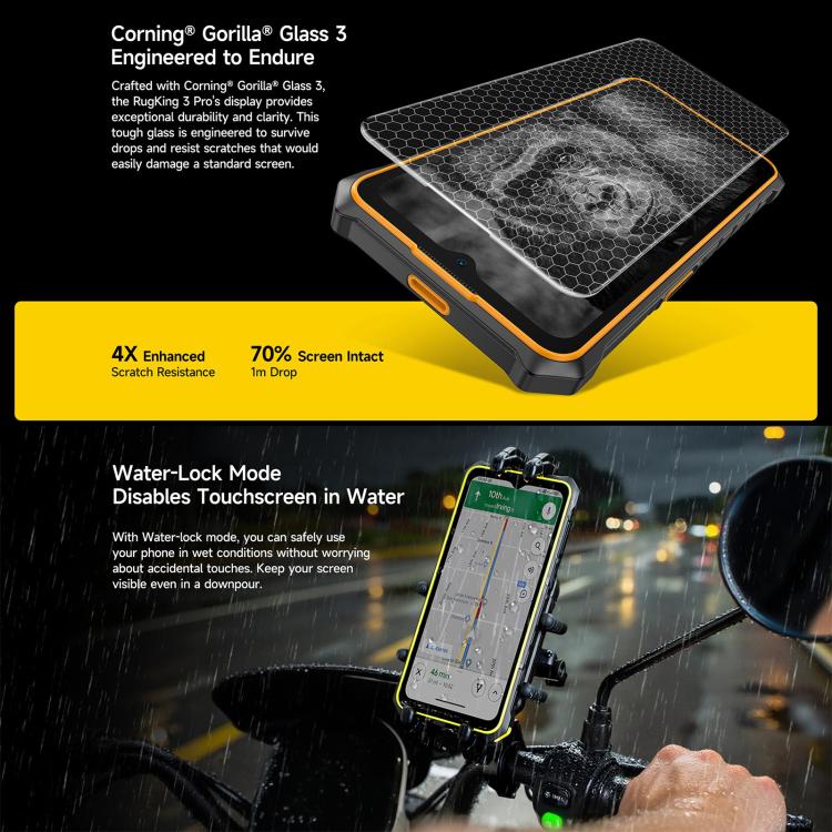 Ulefone Ulefone RugKing 3 Pro, 8 GB + 128 GB, (IP68/IP69K), 6,56 Zoll, Android 15, Unisoc T7250 Octa-Core-Prozessor, Netzwerk: 4G, NFC, OTG