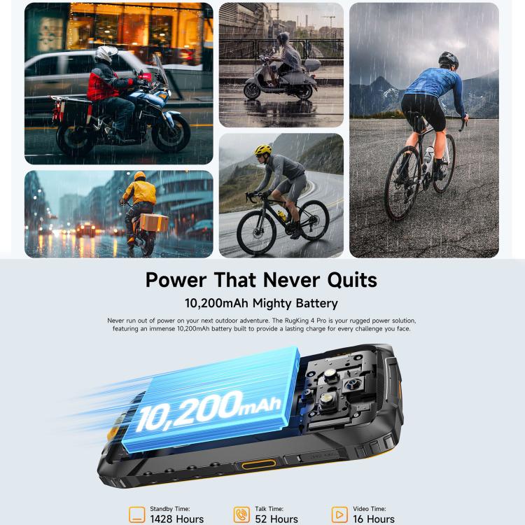 Ulefone Ulefone RugKing 4 Pro, 8 GB + 256 GB, (IP68/IP69K), 6,56 Zoll, Android 15, Unisoc T7250 Octa-Core-Prozessor, Netzwerk: 4G, NFC, OTG