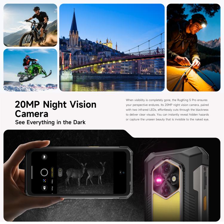 Ulefone Ulefone RugKing 5 Pro, seitlicher Fingerabdrucksensor, 20.000-mAh-Akku, 6,78-Zoll-Display, Android 16, Unisoc T7250 Octa-Core-Prozessor, Netzwerk: 4G, NFC, OTG