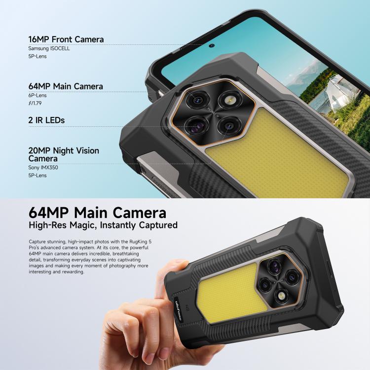 Ulefone Ulefone RugKing 5 Pro, seitlicher Fingerabdrucksensor, 20.000-mAh-Akku, 6,78-Zoll-Display, Android 16, Unisoc T7250 Octa-Core-Prozessor, Netzwerk: 4G, NFC, OTG