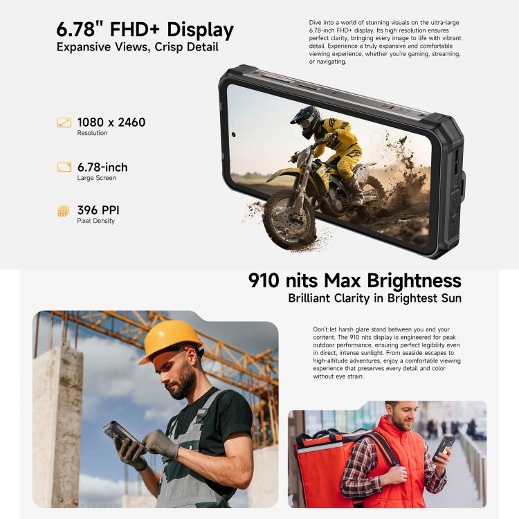 Ulefone Ulefone RugKing 5 Pro, seitlicher Fingerabdrucksensor, 20.000-mAh-Akku, 6,78-Zoll-Display, Android 16, Unisoc T7250 Octa-Core-Prozessor, Netzwerk: 4G, NFC, OTG