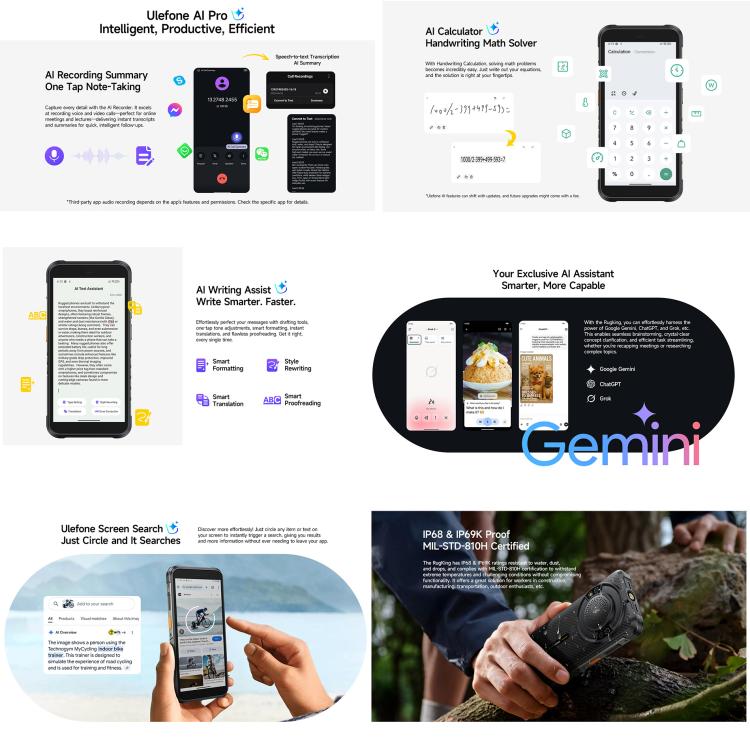 Ulefone Ulefone RugKing, 8 GB + 128 GB, (IP68/IP69K), 5,99 Zoll, Android 15, Unisoc T7255 Octa-Core-Prozessor, Netzwerk: 4G, NFC, OTG